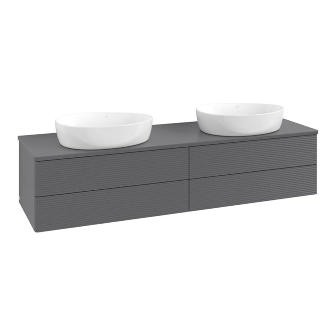 V&B Waschtischunterschrank mit Frontstruktur, mit Beleuchtung Antao 160x50cm, WBP-farbe Lac, Anthrac. m Lac
