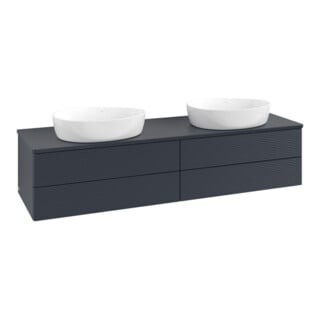 V&B Waschtischunterschrank mit Frontstruktur, mit Beleuchtung Antao 160x50cm, WBP-farbe Lac, md bl. m Lac