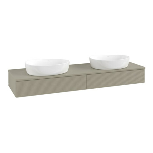 V&B Waschtischunterschrank mit Frontstruktur, mit Beleuchtung Antao 160x50cm, WBP-farbe Lac, st. Gr m Lac