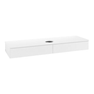 V&B Waschtischunterschrank mit Frontstruktur, mit Beleuchtung Antao 160x50cm, WBP-farbe Lac, wh. m lacquer
