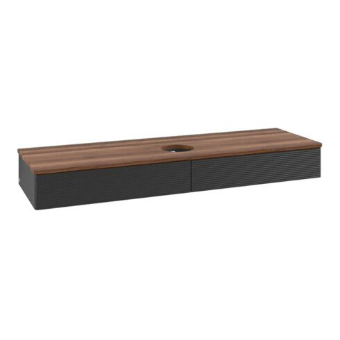 V&B Waschtischunterschrank mit Frontstruktur, mit Beleuchtung Antao 160x50cm, WBP-farbe w. wal, bla m Lac