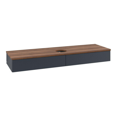 V&B Waschtischunterschrank mit Frontstruktur, mit Beleuchtung Antao 160x50cm, WBP-farbe w. wal, md bl. m Lac