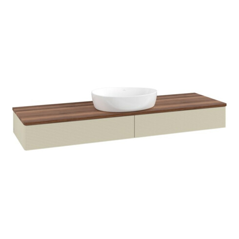 V&B Waschtischunterschrank mit Frontstruktur, mit Beleuchtung Antao 160x50cm, WBP-farbe w. wal, si Gr m Lac