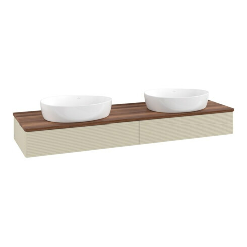V&B Waschtischunterschrank mit Frontstruktur, mit Beleuchtung Antao 160x50cm, WBP-farbe w. wal, si Gr m Lac