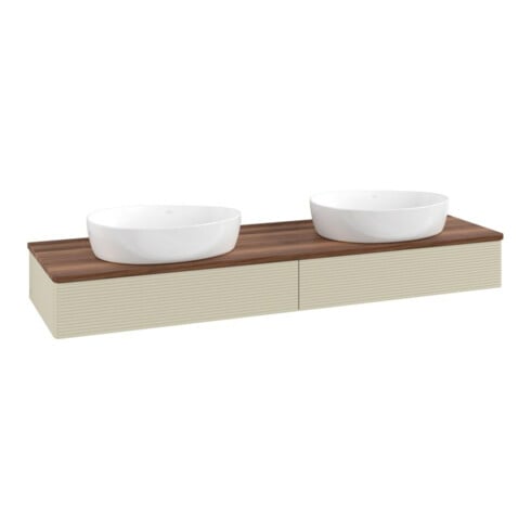 V&B Waschtischunterschrank mit Frontstruktur, mit Beleuchtung Antao 160x50cm, WBP-farbe w. wal, si Gr m Lac