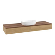 V&B Waschtischunterschrank mit Frontstruktur, mit Beleuchtung Antao 160x50cm, WBP-farbe w. walnut, honey oak