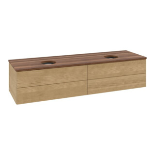 V&B Waschtischunterschrank mit Frontstruktur, mit Beleuchtung Antao 160x50cm, WBP-farbe w. walnut, honey oak