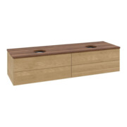 V&B Waschtischunterschrank mit Frontstruktur, mit Beleuchtung Antao 160x50cm, WBP-farbe w. walnut, honey oak