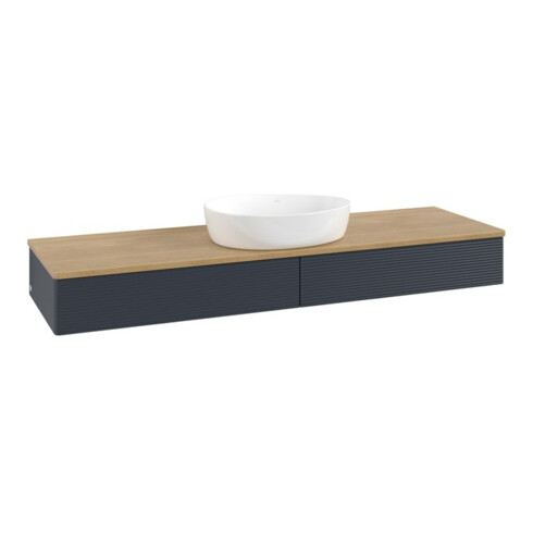 V&B Waschtischunterschrank mit Frontstruktur, mit Beleuchtung Antao 160x50cm, WBP hon. Oa, md bl. m Lac