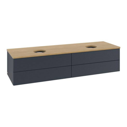 V&B Waschtischunterschrank mit Frontstruktur, mit Beleuchtung Antao 160x50cm, WBP hon. Oa, md bl. m Lac