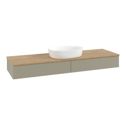 V&B Waschtischunterschrank mit Frontstruktur, mit Beleuchtung Antao 160x50cm, WBP hon. Oa, st. Gr m Lac
