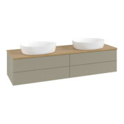 V&B Waschtischunterschrank mit Frontstruktur, mit Beleuchtung Antao 160x50cm, WBP hon. Oa, st. Gr m Lac