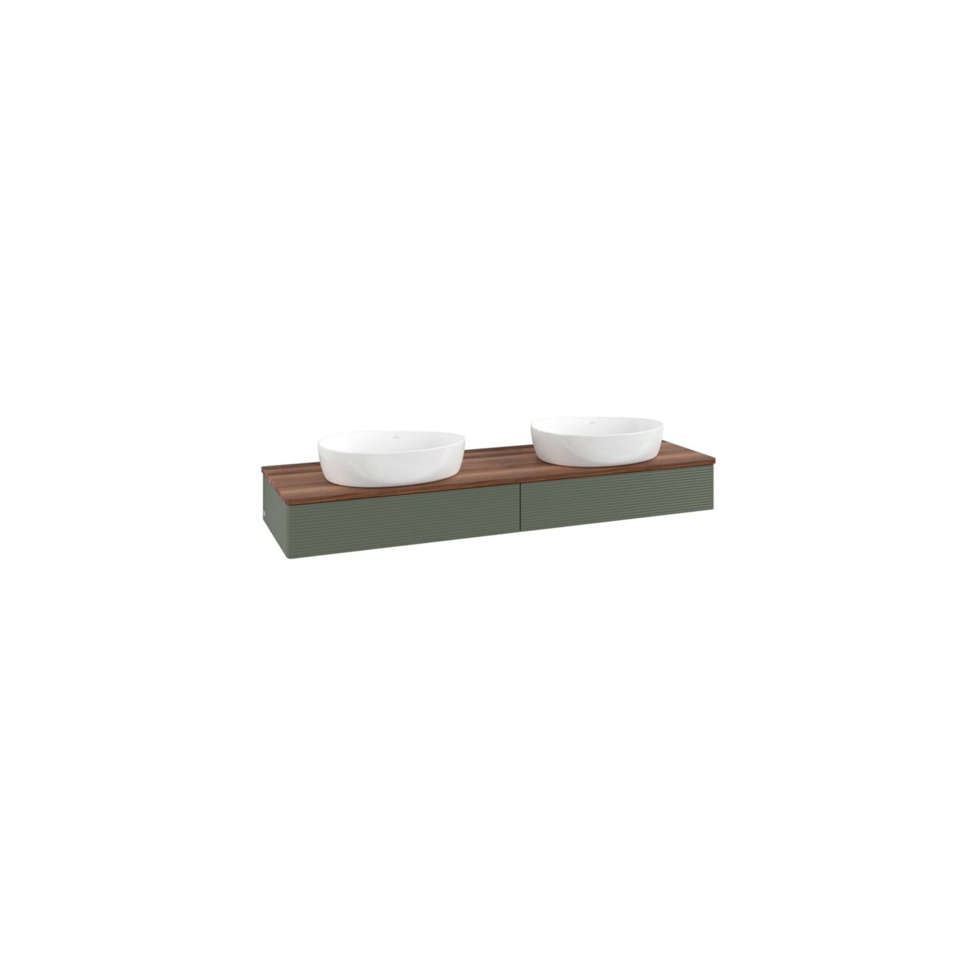 V&B Waschtischunterschrank mit Frontstruktur, mit Beleuchtung Antao 160x50cm, WBP w. wal, lea gre. m Lac ; Villeroy & Boch