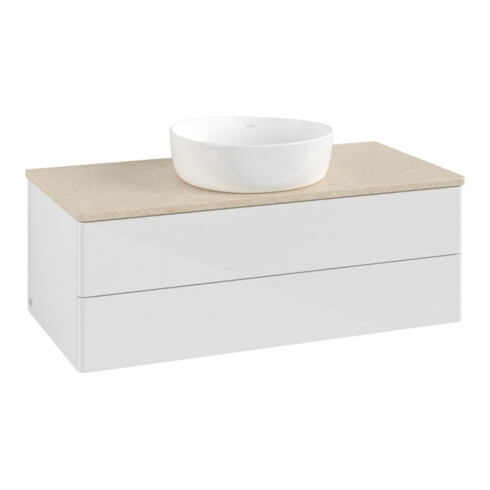 V&B Waschtischunterschrank ohne Frontstruktur Antao 100x36x50cm, WBP botti., glo wh. Lac