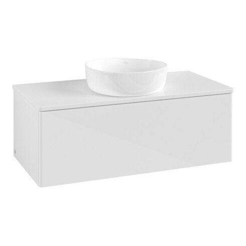 V&B Waschtischunterschrank ohne Frontstruktur Antao 100x36x50cm, WBP-farbe Lac, glo wh. Lac