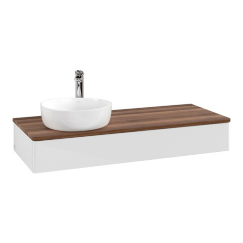 V&B Waschtischunterschrank ohne Frontstruktur Antao 120x19x50cm, HL, WBP w. wal, glo wh. Lac