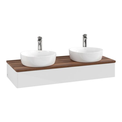 V&B Waschtischunterschrank ohne Frontstruktur Antao 120x19x50cm, HL, WBP w. wal, glo wh. Lac