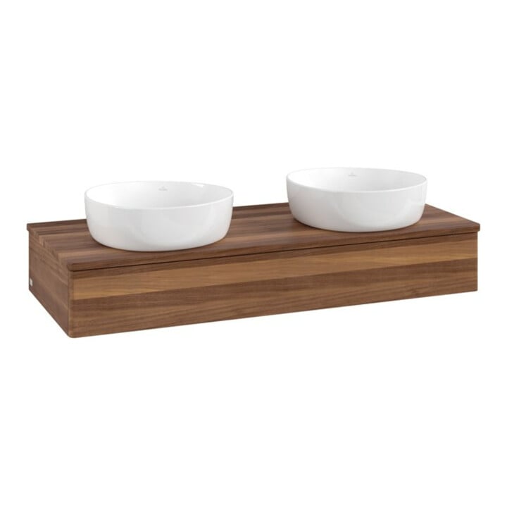 V&B Waschtischunterschrank ohne Frontstruktur Antao 120x19x50cm, WBP-farbe w. wal, w. walnut