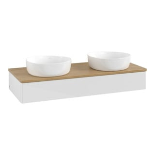 V&B Waschtischunterschrank ohne Frontstruktur Antao 120x19x50cm, WBP hon. Oa, glo wh. Lac