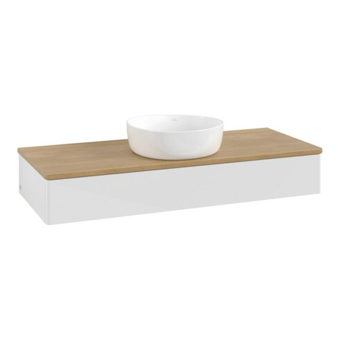 V&B Waschtischunterschrank ohne Frontstruktur Antao 120x19x50cm, WBP hon. Oa, glo wh. Lac