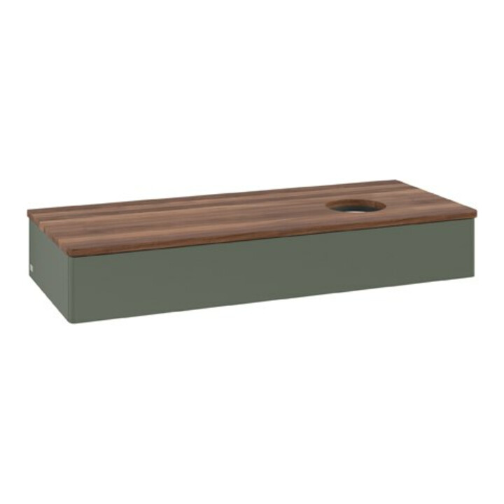 V&B Waschtischunterschrank ohne Frontstruktur Antao 120x19x50cm, WBP w. wal, lea gre. m Lac