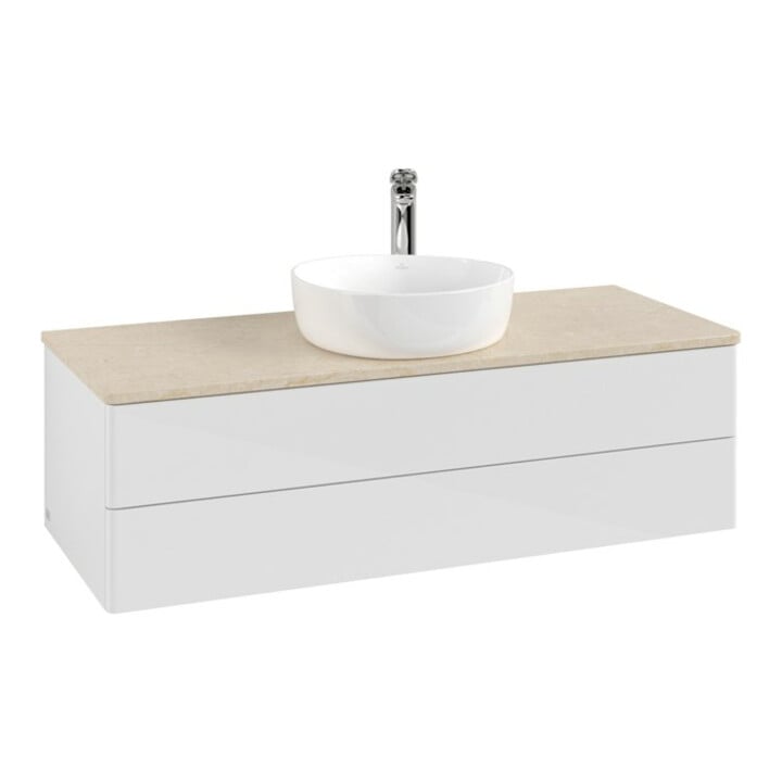 V&B Waschtischunterschrank ohne Frontstruktur Antao 120x36x50cm, HL, WBP botti., glo wh. Lac
