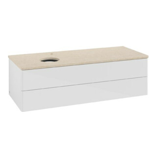 V&B Waschtischunterschrank ohne Frontstruktur Antao 120x36x50cm, HL, WBP botti., glo wh. Lac
