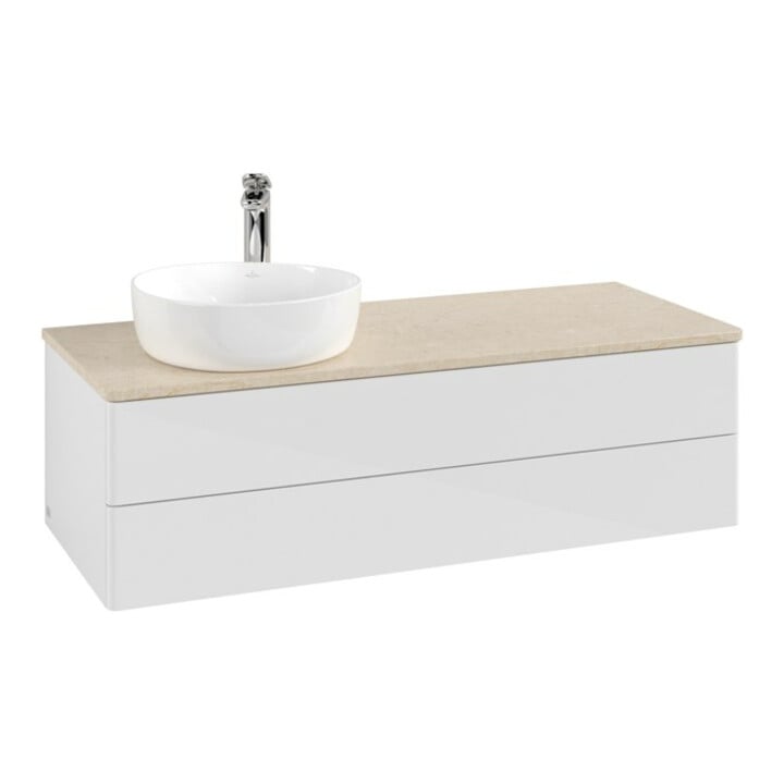 V&B Waschtischunterschrank ohne Frontstruktur Antao 120x36x50cm, HL, WBP botti., glo wh. Lac