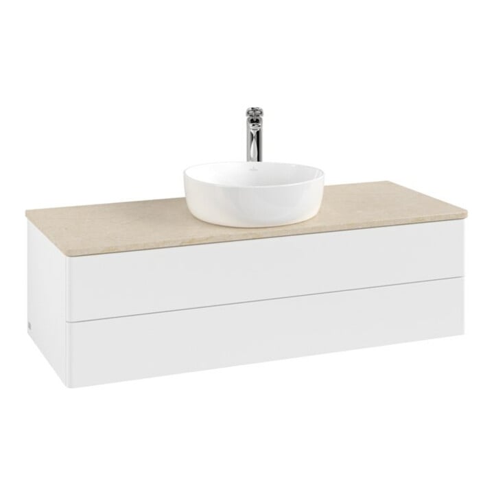V&B Waschtischunterschrank ohne Frontstruktur Antao 120x36x50cm, HL, WBP botti., wh. m Lac