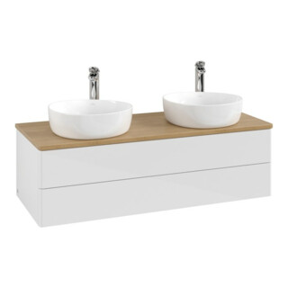 V&B Waschtischunterschrank ohne Frontstruktur Antao 120x36x50cm, HL, WBP hon. Oa, g wh. Lac
