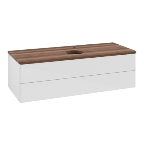 V&B Waschtischunterschrank ohne Frontstruktur Antao 120x36x50cm, HL, WBP w. wal, glo wh. Lac