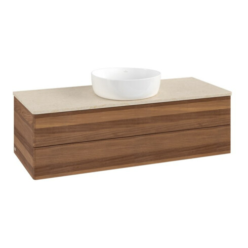V&B Waschtischunterschrank ohne Frontstruktur Antao 120x36x50cm, WBP-farbe botti., w. walnut