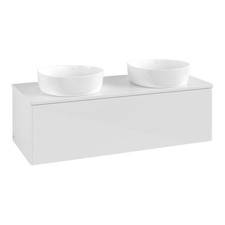 V&B Waschtischunterschrank ohne Frontstruktur Antao 120x36x50cm, WBP-farbe Lac, glo wh. Lac
