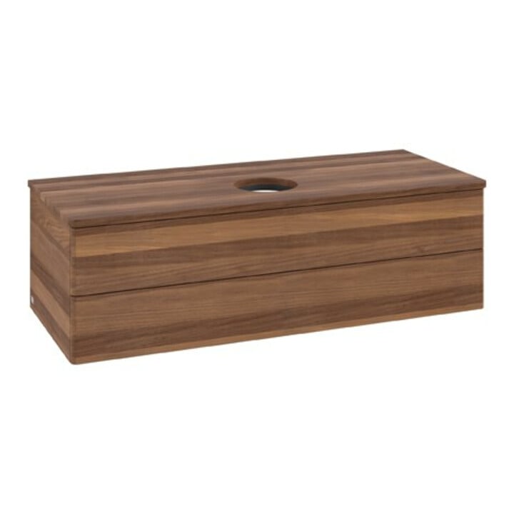 V&B Waschtischunterschrank ohne Frontstruktur Antao 120x36x50cm, WBP-farbe w. wal, w. walnut