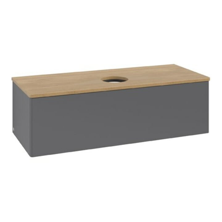 V&B Waschtischunterschrank ohne Frontstruktur Antao 120x36x50cm, WBP hon. Oa, Anthrac. m Lac