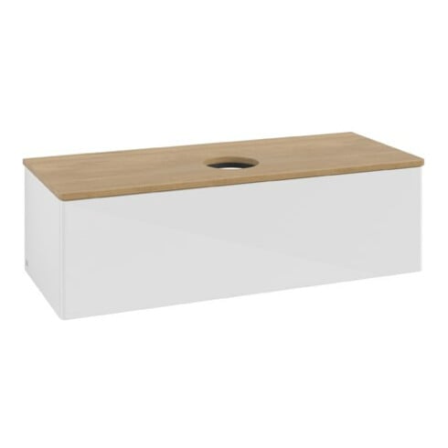 V&B Waschtischunterschrank ohne Frontstruktur Antao 120x36x50cm, WBP hon. Oa, glo wh. Lac