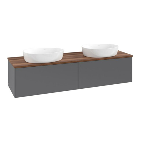 V&B Waschtischunterschrank ohne Frontstruktur Antao 160x36x50cm, WBP w. wal, Anthrac. m Lac