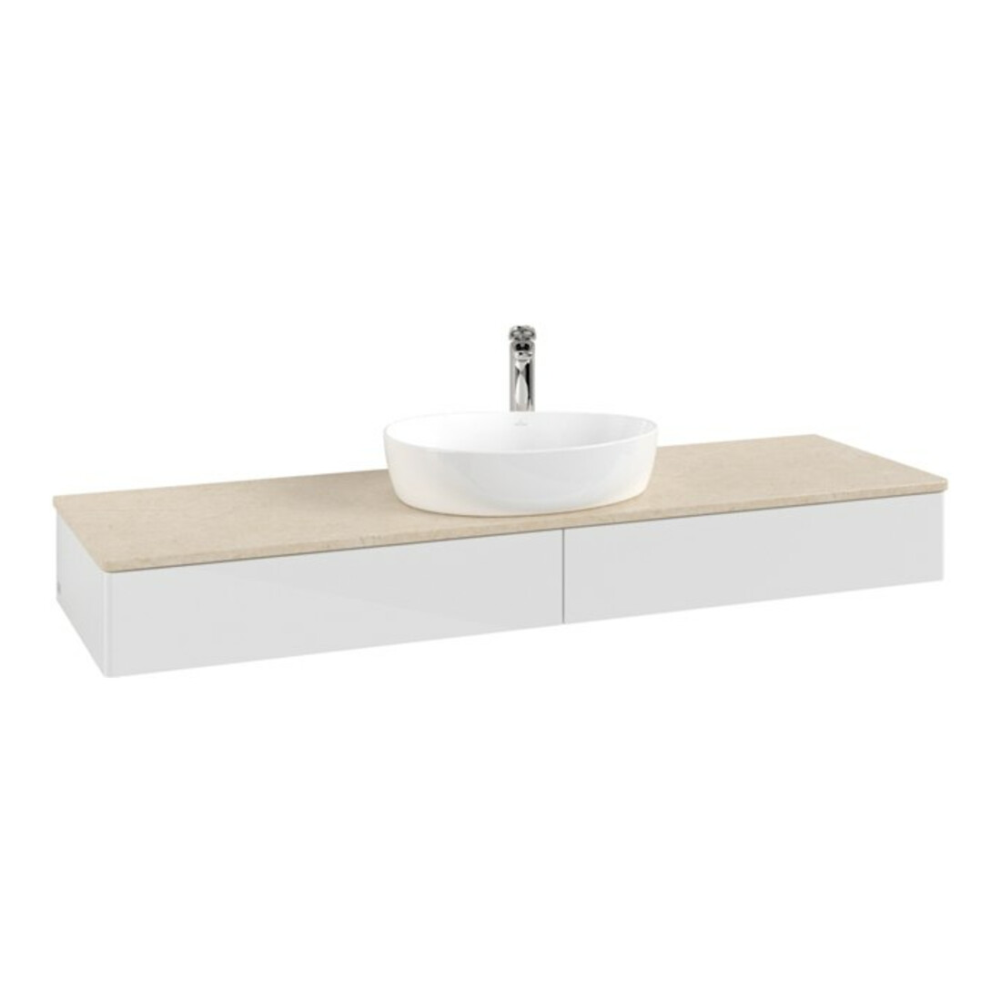 V&B Waschtischunterschrank ohne Frontstruktur Antao 160x50cm, HL, WBP botti., glo wh. Lac