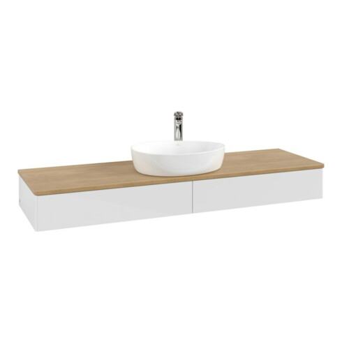V&B Waschtischunterschrank ohne Frontstruktur Antao 160x50cm, HL, WBP hon. Oa, glo wh. Lac