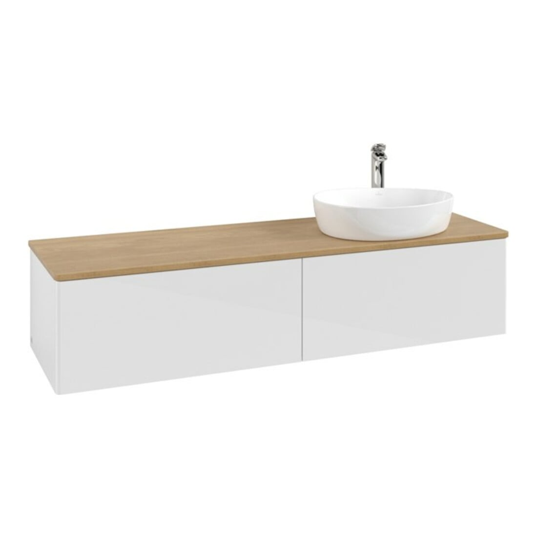 V&B Waschtischunterschrank ohne Frontstruktur Antao 160x50cm, HL, WBP hon. Oa, glo wh. Lac