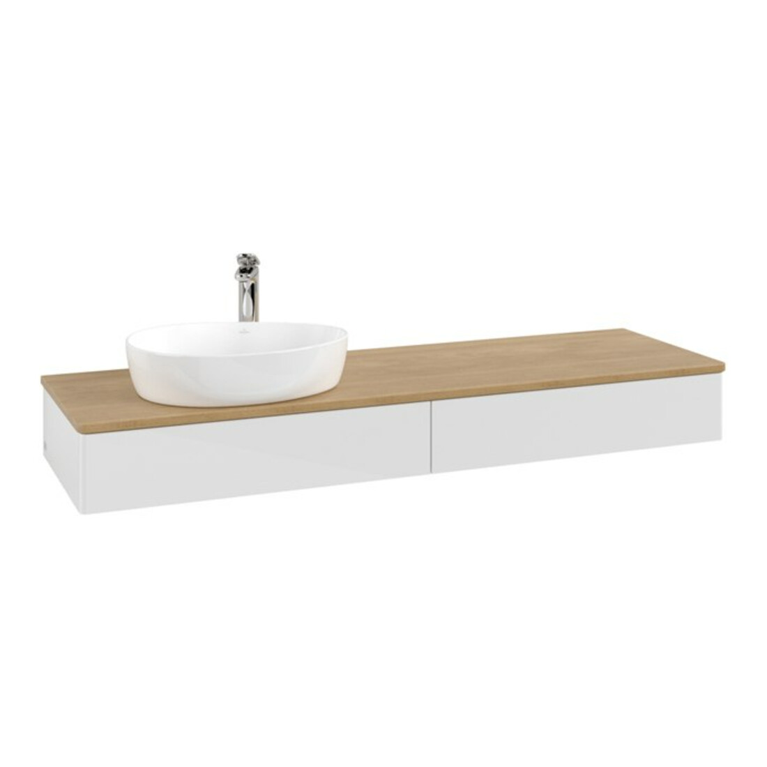 V&B Waschtischunterschrank ohne Frontstruktur Antao 160x50cm, HL, WBP hon. Oa, glo wh. Lac