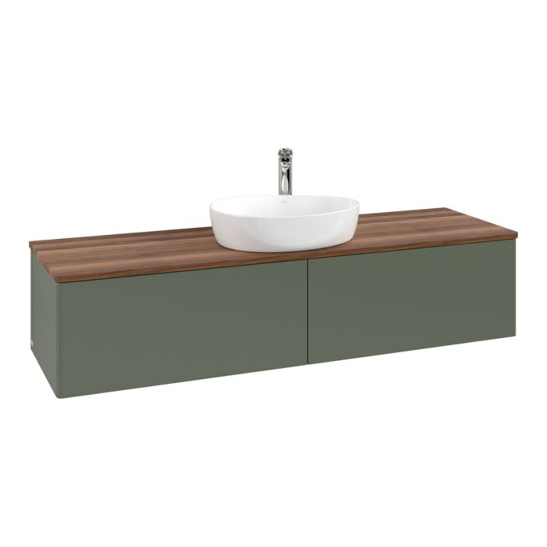 V&B Waschtischunterschrank ohne Frontstruktur Antao 160x50cm, HL, WBP w. wal, lea gre. m Lac