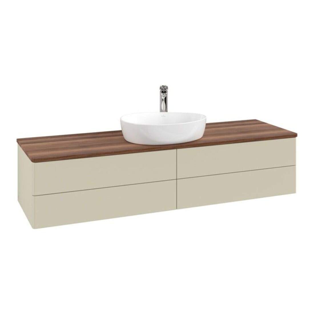 V&B Waschtischunterschrank ohne Frontstruktur Antao 160x50cm, HL, WBP w. wal, si Gr m Lac