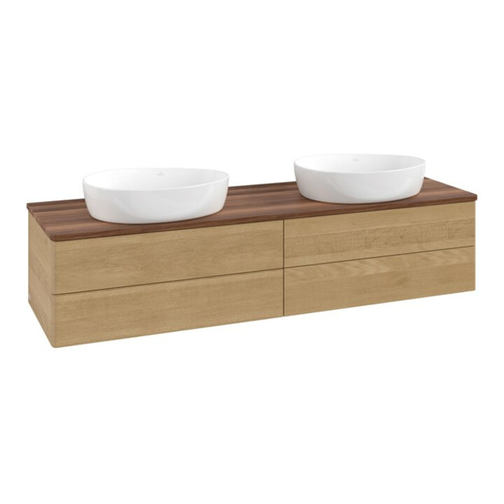 V&B Waschtischunterschrank ohne Frontstruktur Antao 160x50cm, WBP-farbe w. walnut, honey oak