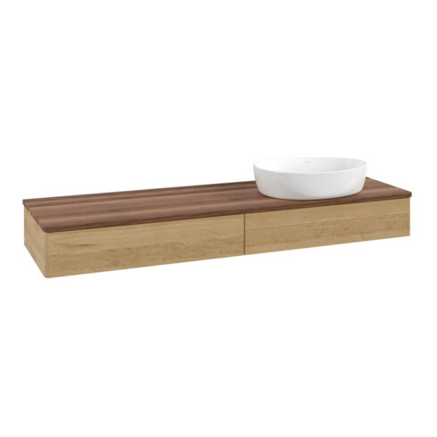 V&B Waschtischunterschrank ohne Frontstruktur Antao 160x50cm, WBP-farbe w. walnut, honey oak