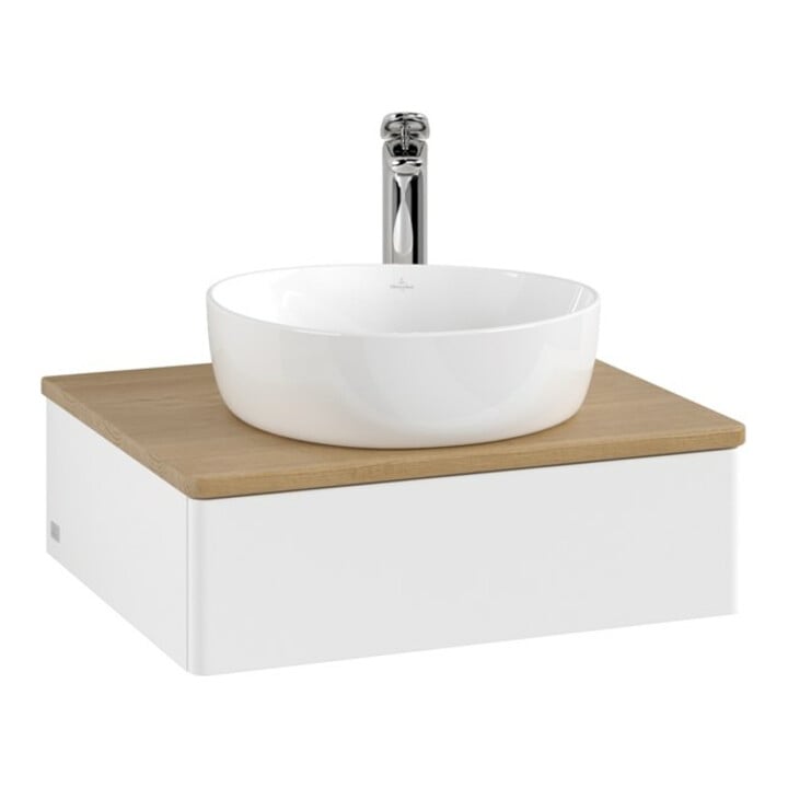 V&B Waschtischunterschrank ohne Frontstruktur Antao 60x19x50cm, HL, WBP hon. Oa, wh. m Lac