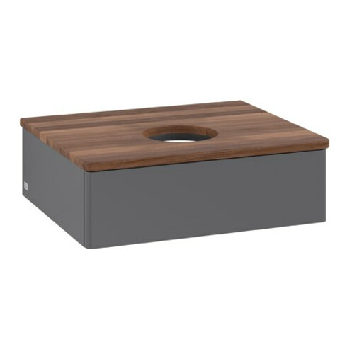 V&B Waschtischunterschrank ohne Frontstruktur Antao 60x19x50cm, WBP w. wal, Anthrac. m Lac