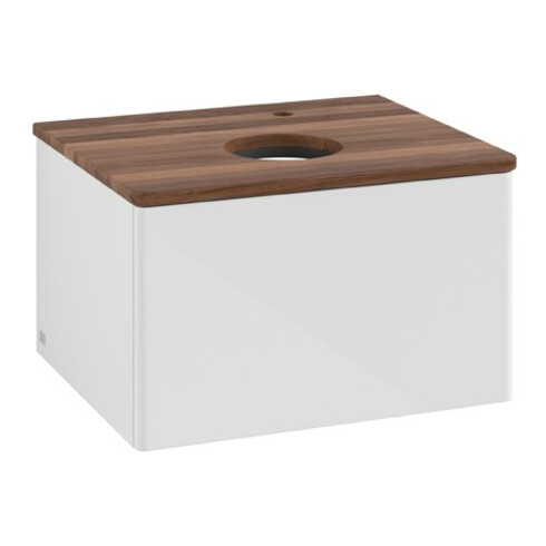 V&B Waschtischunterschrank ohne Frontstruktur Antao 60x36x50cm, HL, WBP w. wal, glo wh. Lac