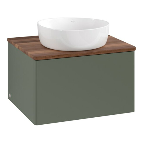 V&B Waschtischunterschrank ohne Frontstruktur Antao 60x36x50cm, WBP w. wal, lea gre. m Lac