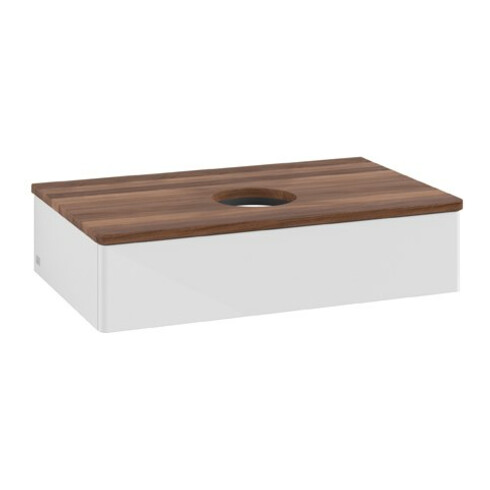 V&B Waschtischunterschrank ohne Frontstruktur Antao 80x19x50cm, WBP w. wal, glo wh. Lac